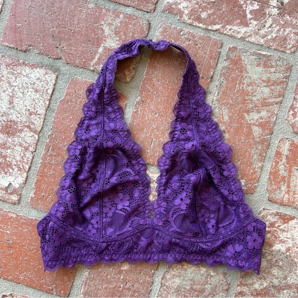 NWOT FP Purple Lace Halter Bralette - Picture 1 of 3